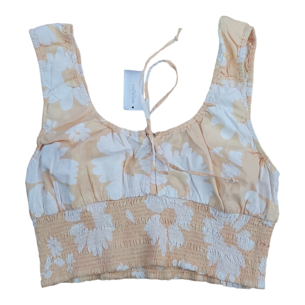 💕American eagle 100% cotton floral crop top Womens Size M New